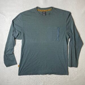 Oakley Software Long Sleeve Pocket T‎ Shirt Gray Men's L Cotton Polyester Blend